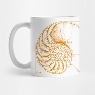 Fibonacci on a nautilus shell (orange) Mug